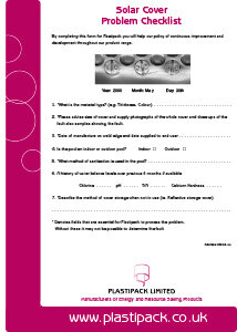 Solar Cover Problem Checklist 